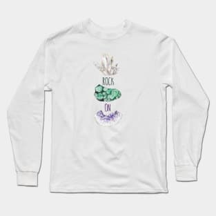 Rock On Malachite Quartz Amethyst Long Sleeve T-Shirt